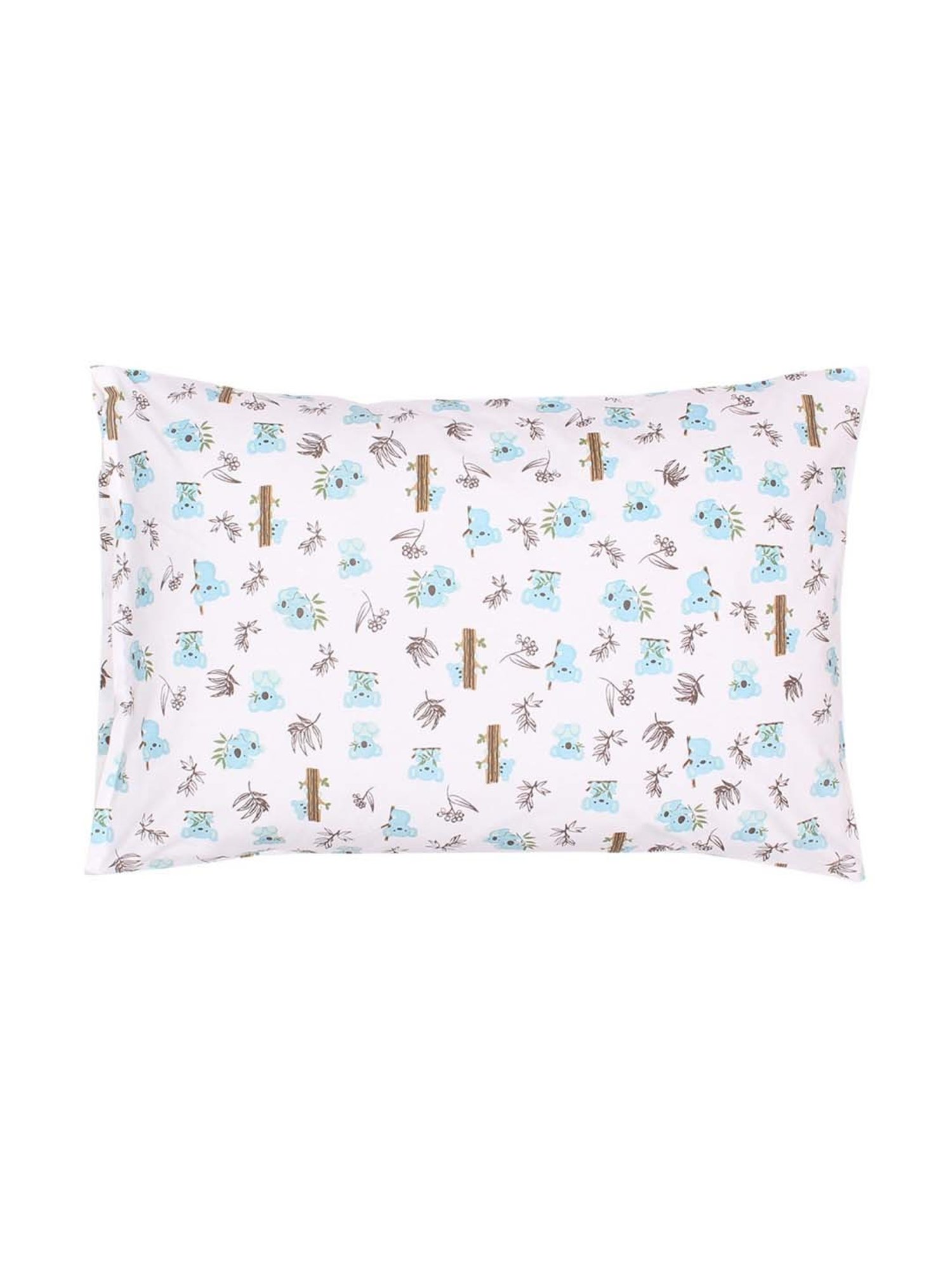 House This Koala Printed Blue Cotton Single Bed Sheet with Pillow Cover