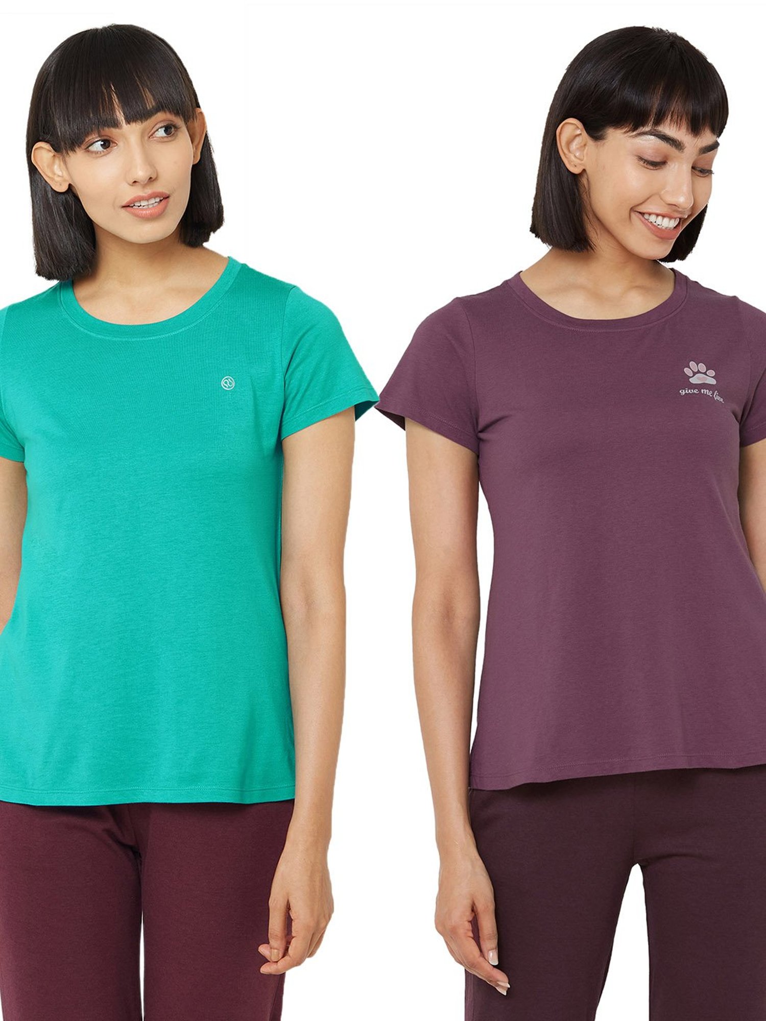 Soie  Multicolor Cotton T-Shirt (Pack Of 2)