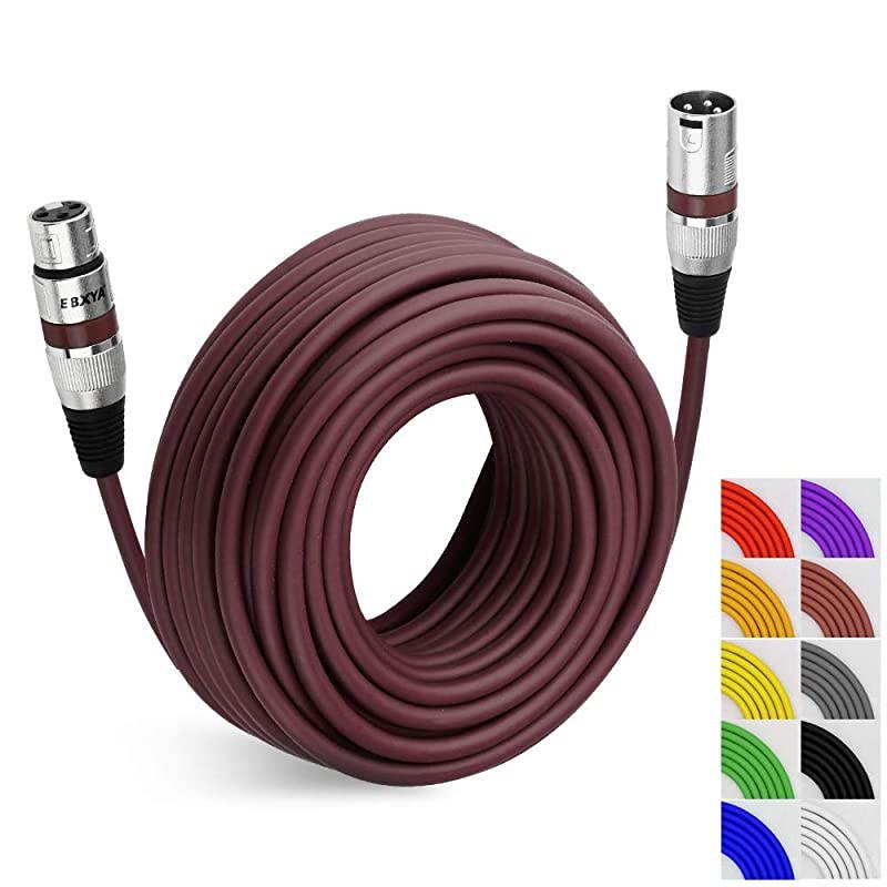 XLR Microphone Cable 50 Ft Colored 3 Pin XLR Patch Cable Cords Premium DMX Cable 50 Feet Brown