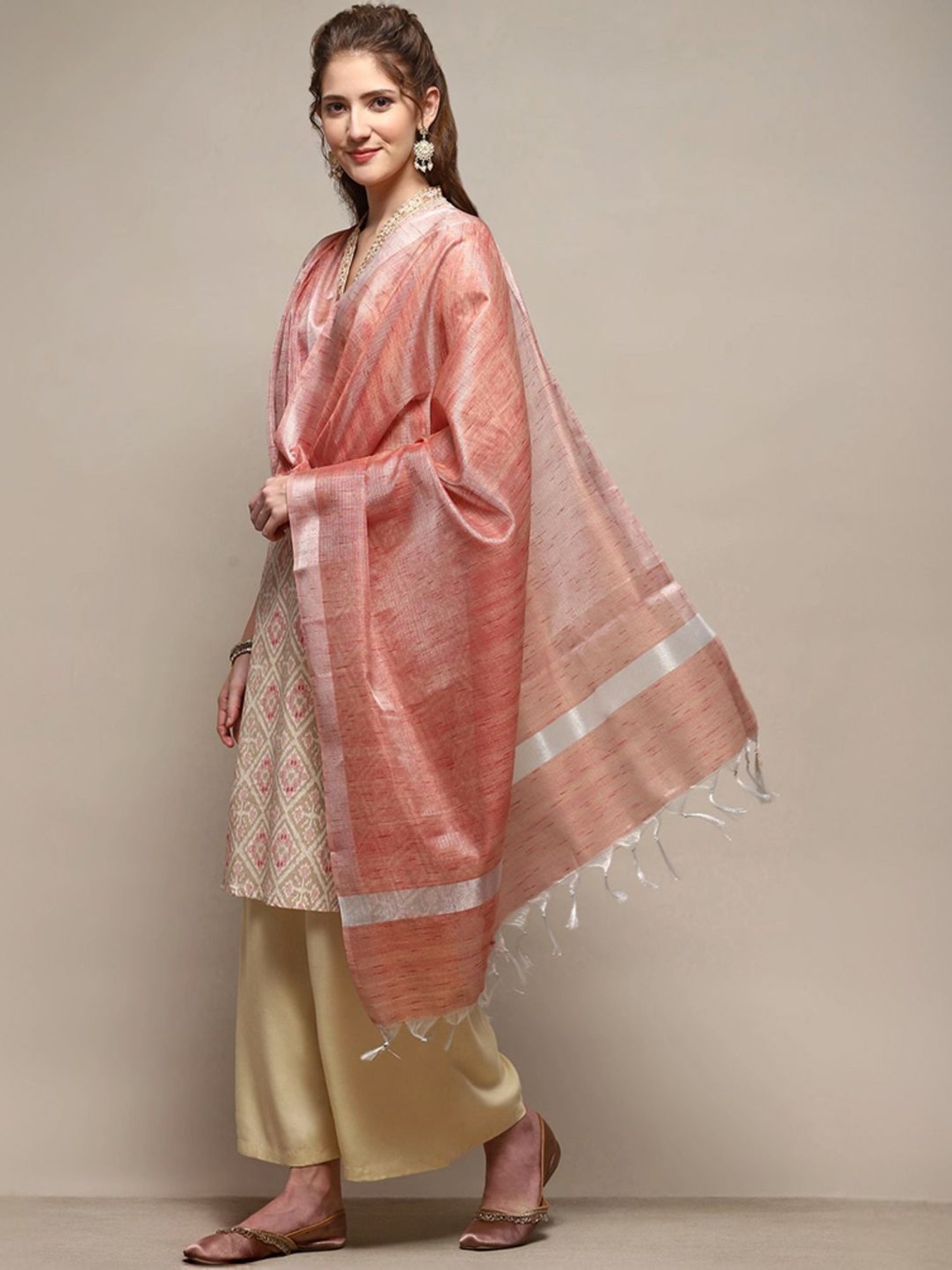 Biba Pink Woven Pattern Dupatta