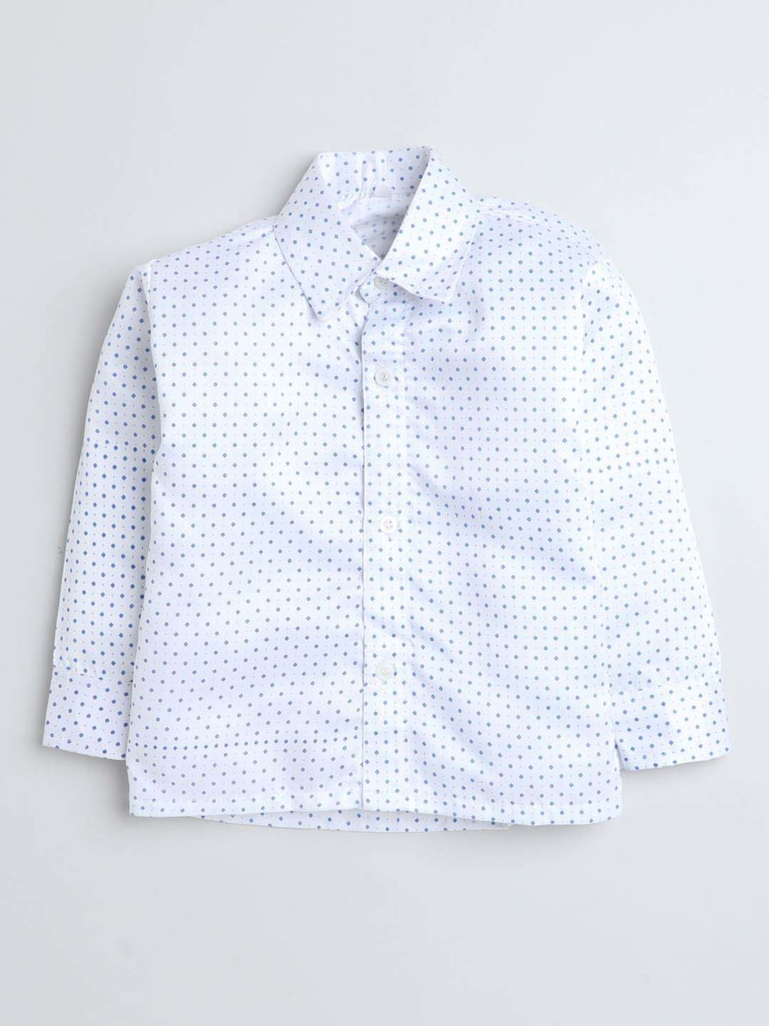 Fourfolds Boys Steelblue Solid Full Sleeves Suit Set