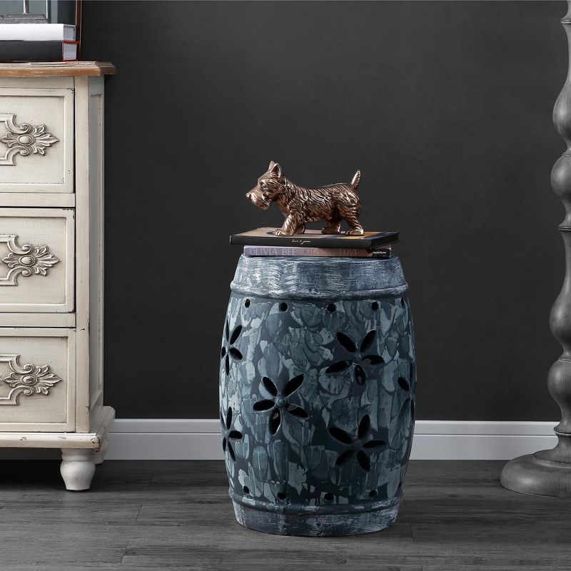 Belna Garden Stool - Antiqued Grey -  Safavieh