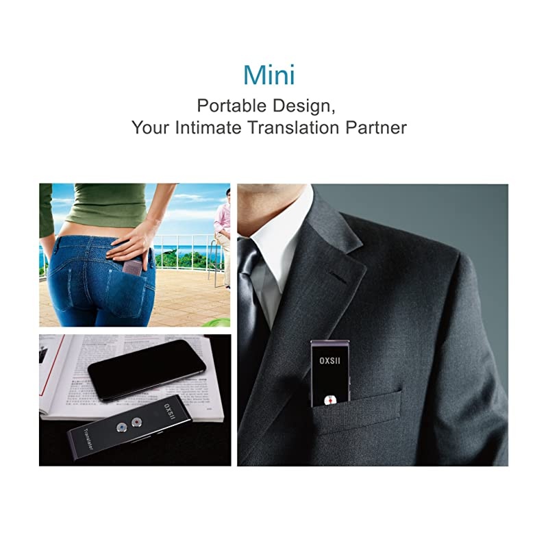 T1 Handheld Pocket Smart Voice Translator Real Time Speech Translation English Chinese Arabic Portuguese French German Spanish Russian Japanese 40+ Languages for Travel Business Shopping Meeting