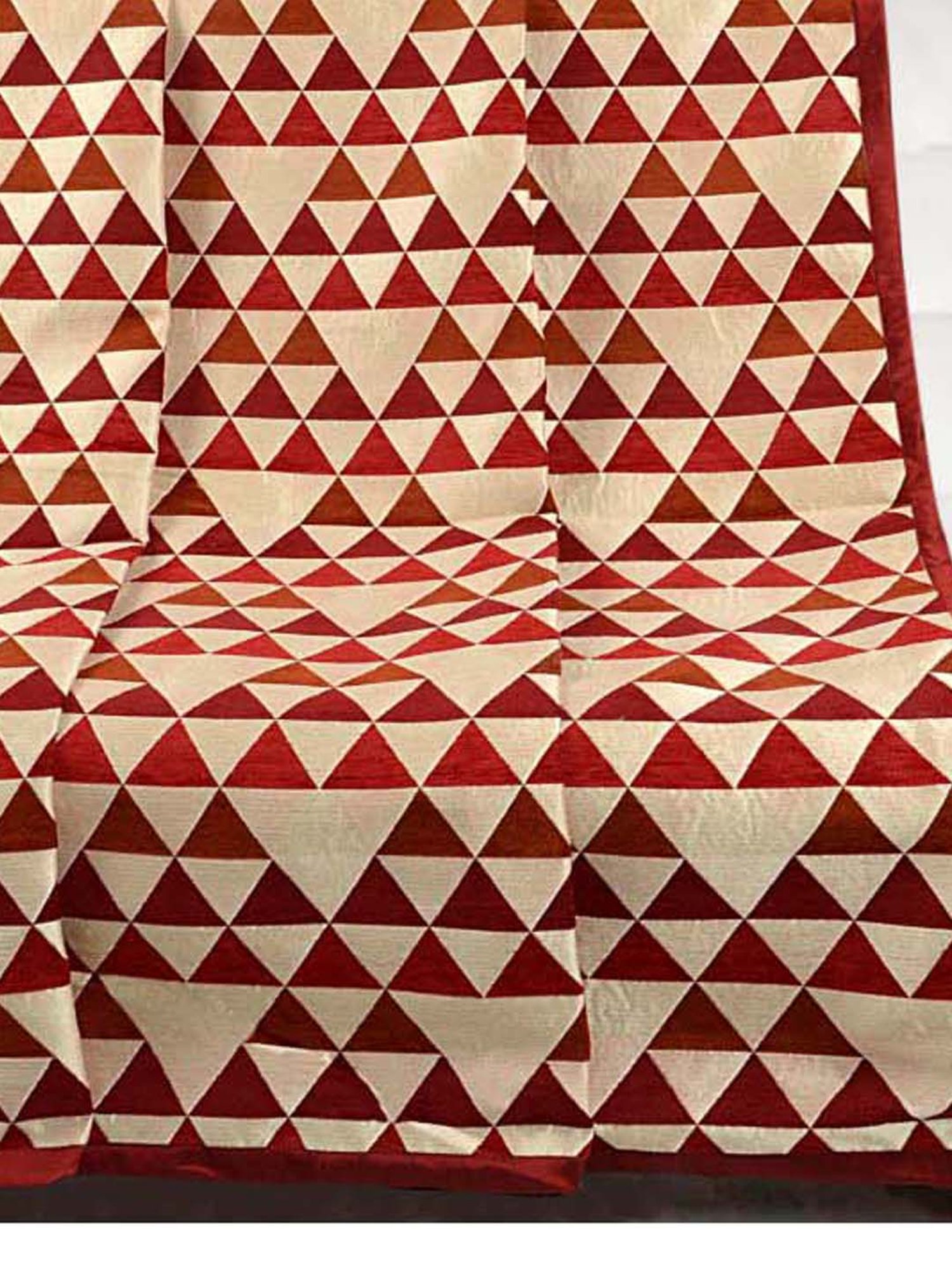 Saral Home Red & Beige Synthetic Chenille Decorative Reversible Sofa Cover - Set of 1