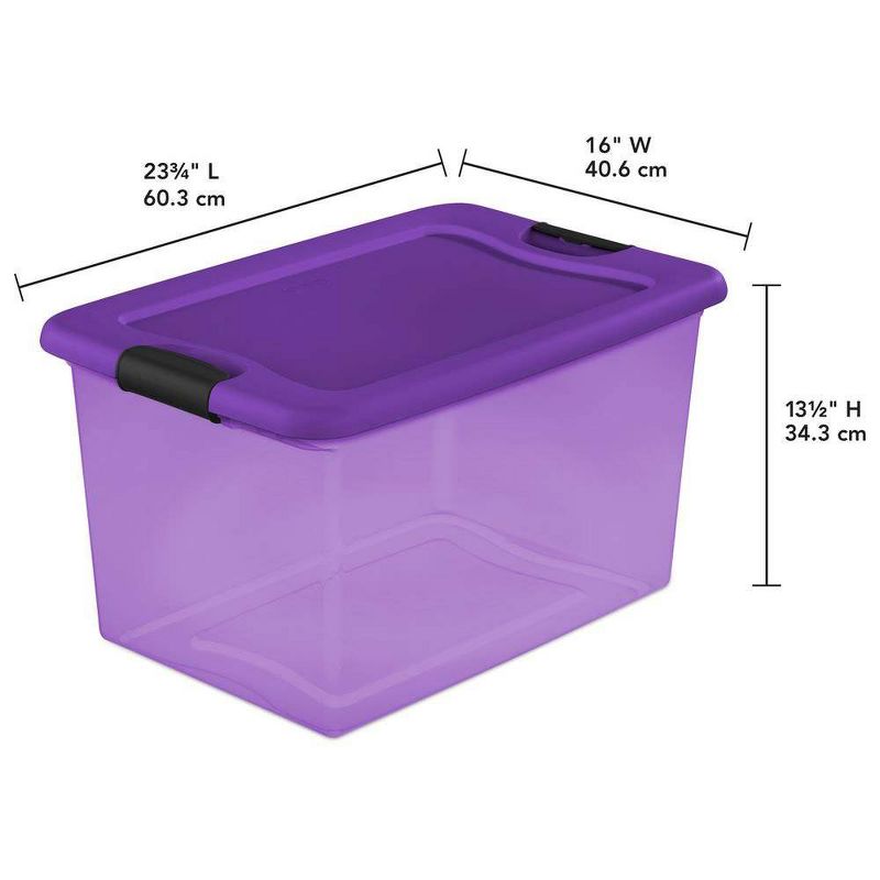 Sterilite 64 Quart Latching Plastic Storage Container Bin in Purple (18 Pack)