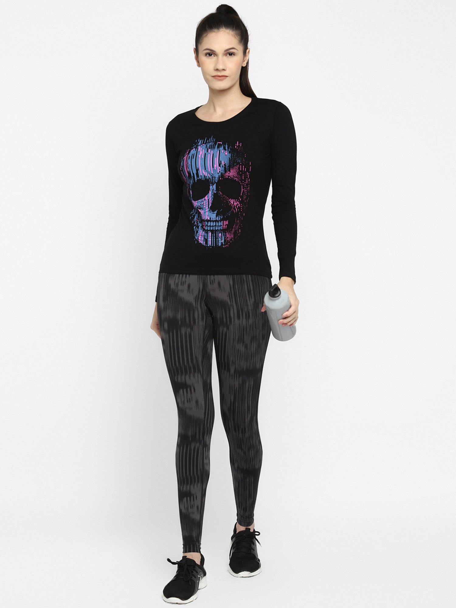 Appulse Black Printed Slim Fit Cotton T-Shirt