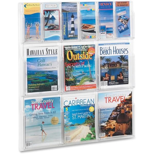 Safco Reveal Clear Literature Displays 12 Compartments 30w x 2d x 34-3/4h Clear