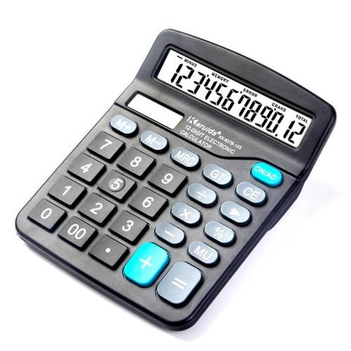 837B Desktop Electronic Calculator Standard Function Basic Counter with 12-Digits Large LCD Display Big Buttons Dual Powers Solar Batterys Powered for Home Office Business School