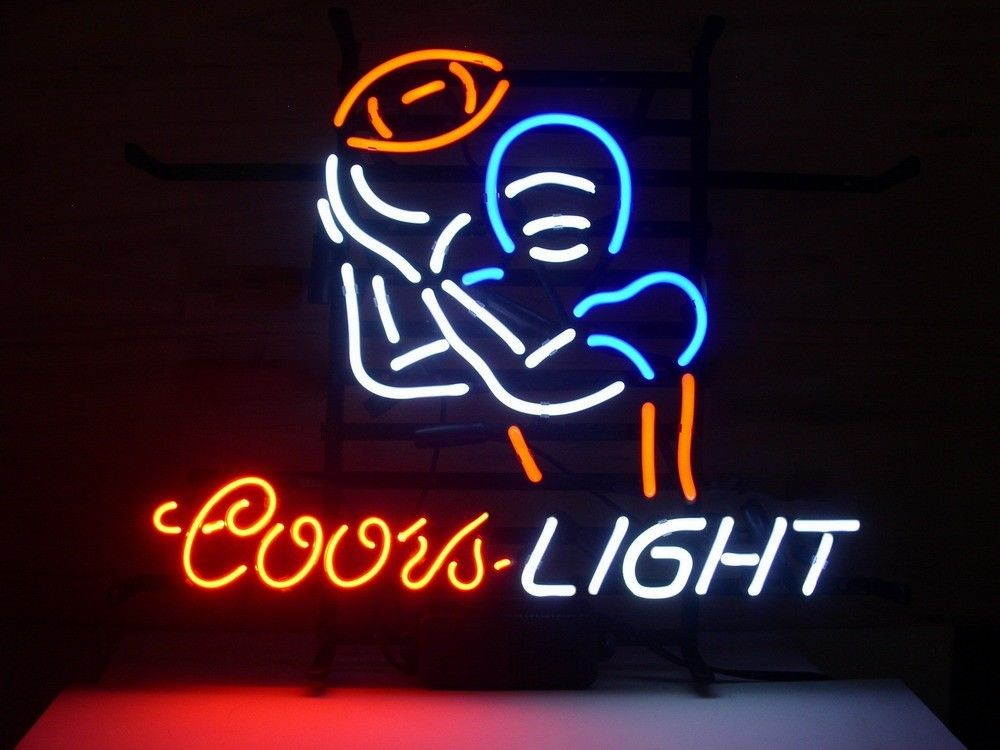 Fashion Neon Sign Coors Light Football Sport Handcrafted Real Glass Lamp Neon Light Neon Sign Beerbar Sign Neon Beer Sign 19x15