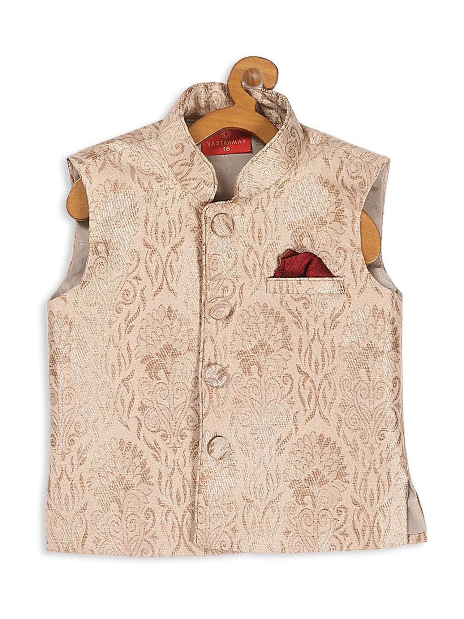 VASTRAMAY SISHU Golden Printed Nehru Jacket