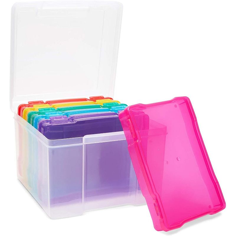 Paper Junkie 7 Pack Plastic Storage Box for 4x6, 5x7 Photo with 6 Inner Cases (8.4 x 8.25 x 6.25 in)