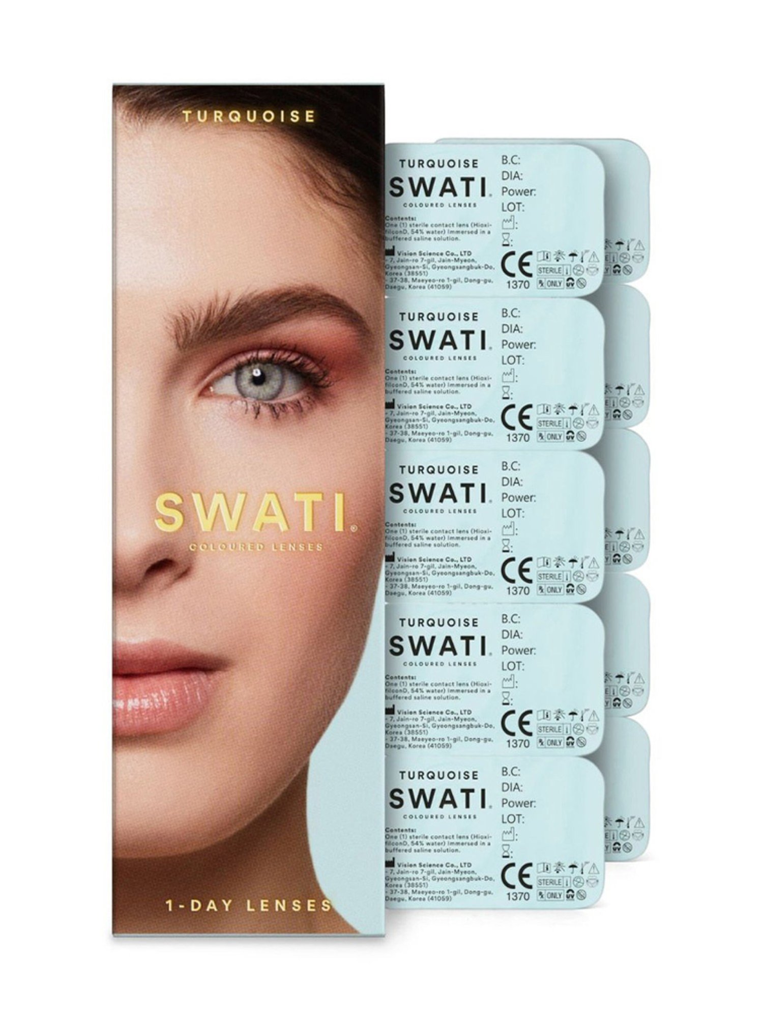 Swati Cosmetics Coloured Contact Lenses - Turquoise (1 Day, Power -5.5)