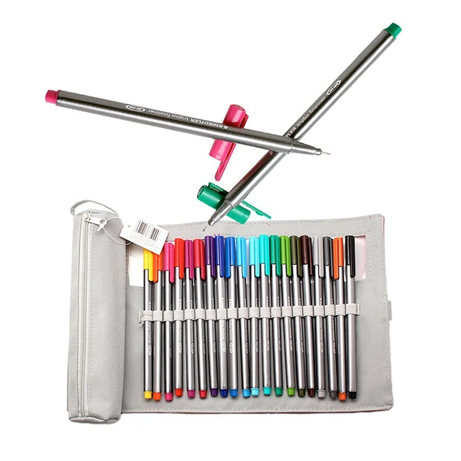 Staedtler Triplus Fineliners 20 Assorted Colours with Pencil Case 334 Pc20
