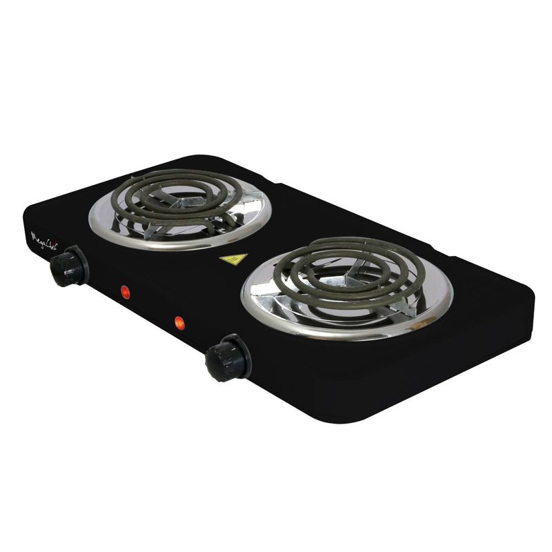 MegaChef Portable Dual Electric Coil Cooktop - Black