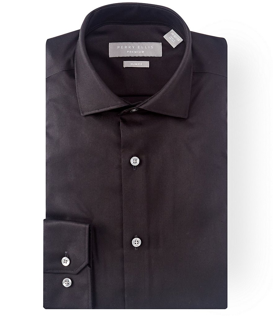 Psycho Bunny Non-Iron Modern Fit Spread Collar Solid Dress Shirt