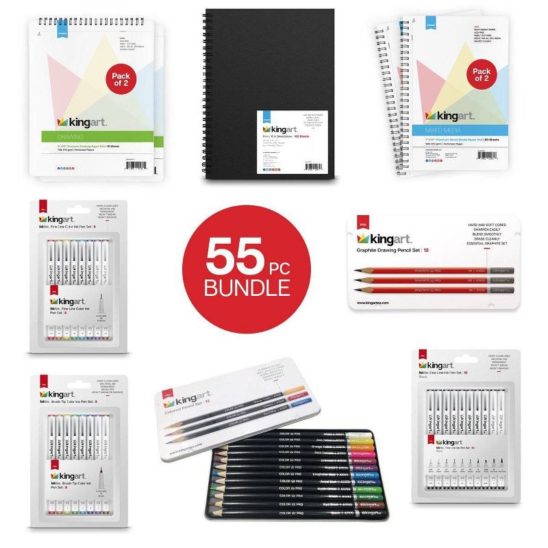 Kingart 55pc Sketching & Drawing Bundle