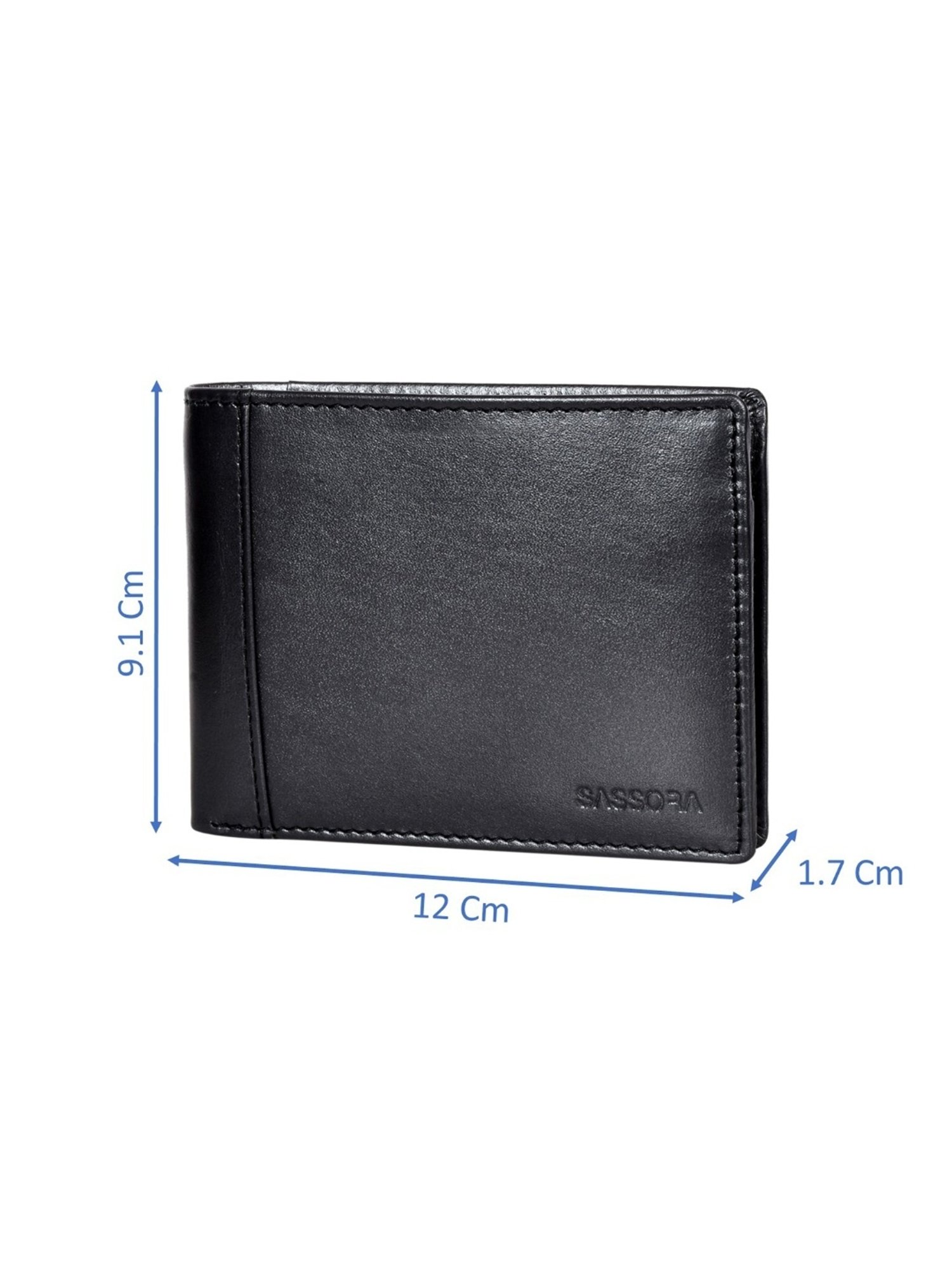 SASSORA JADE Black Leather RFID Bi-Fold Wallet