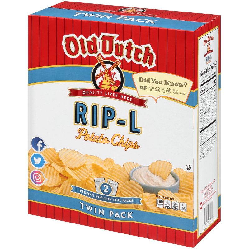 Old Dutch Twin Pack Box RIP-L Potato Chips