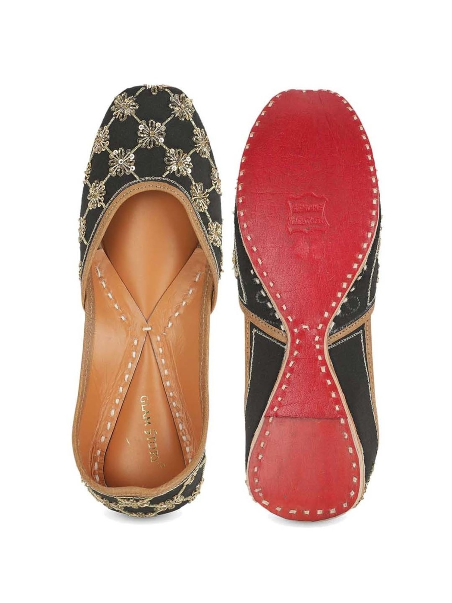 Glam Story Women's Black Ethnic Juttis