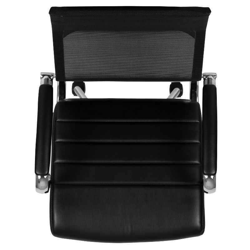 Mesh Sled Base Side Reception Chair with Flip Up Arms Black - Riverstone Furniture
