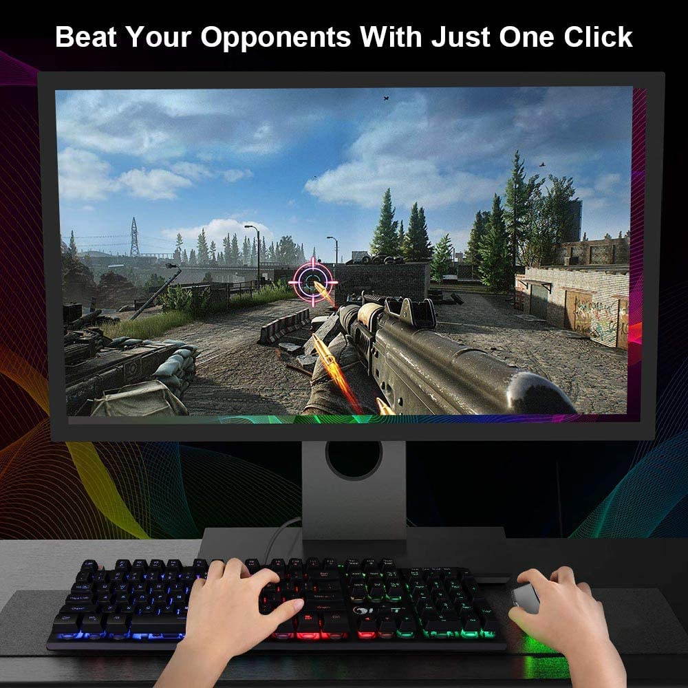 Wired Gaming Mouse, 7200 DPI, 7 Programmable Buttons, LED Backlit, Ergonomic Optical PC, Comfortable Computer Gaming Mice for Windows 7/8/10/XP Vista Linux, Black