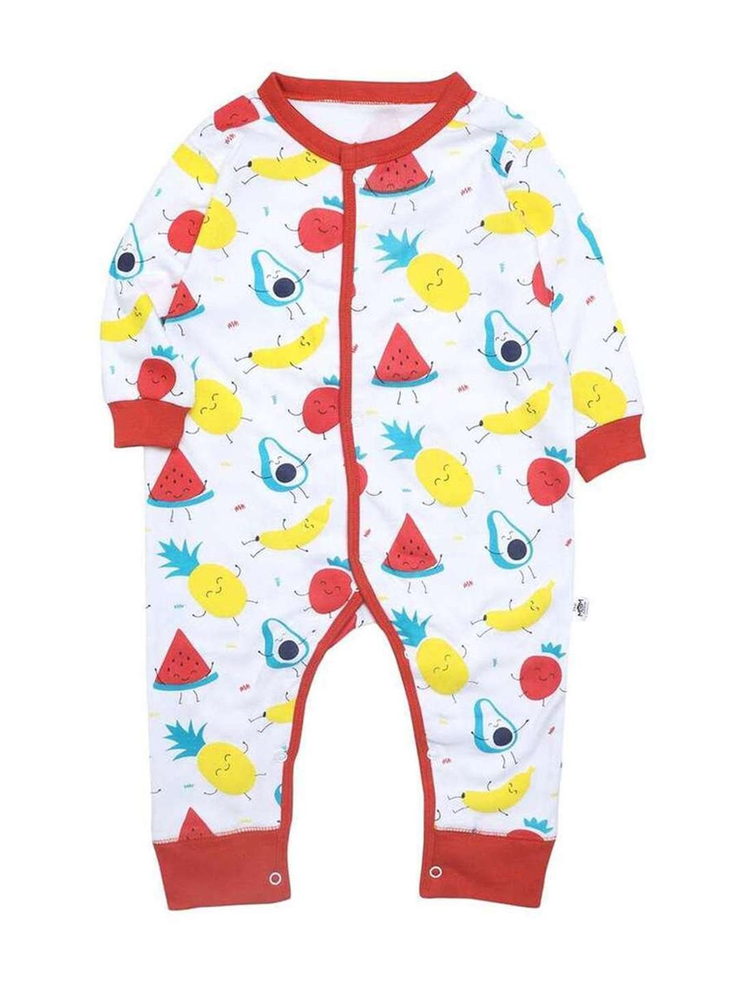 The Mom Store Kids Multicolor Cotton Printed Full Sleeves Romper