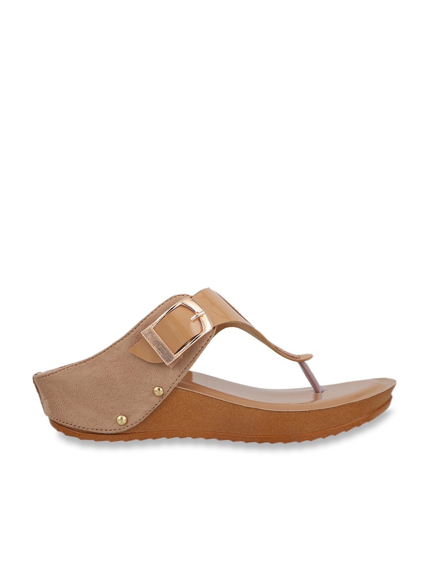 Iconics Women's Beige Thong Wedges