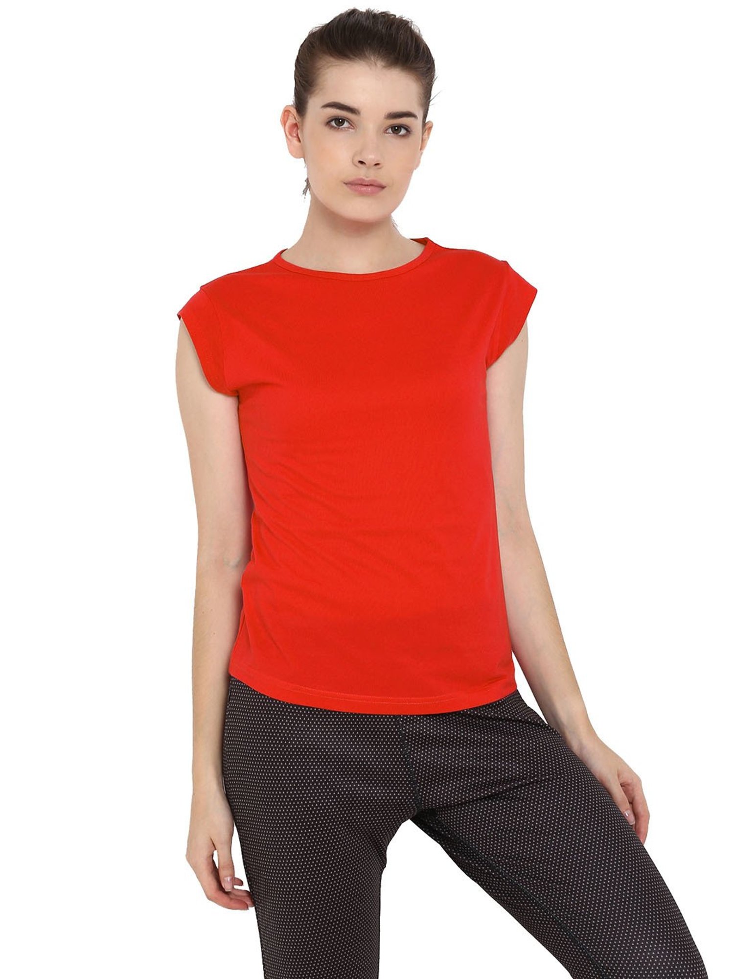 Appulse Red Cotton Slim Fit T-Shirt