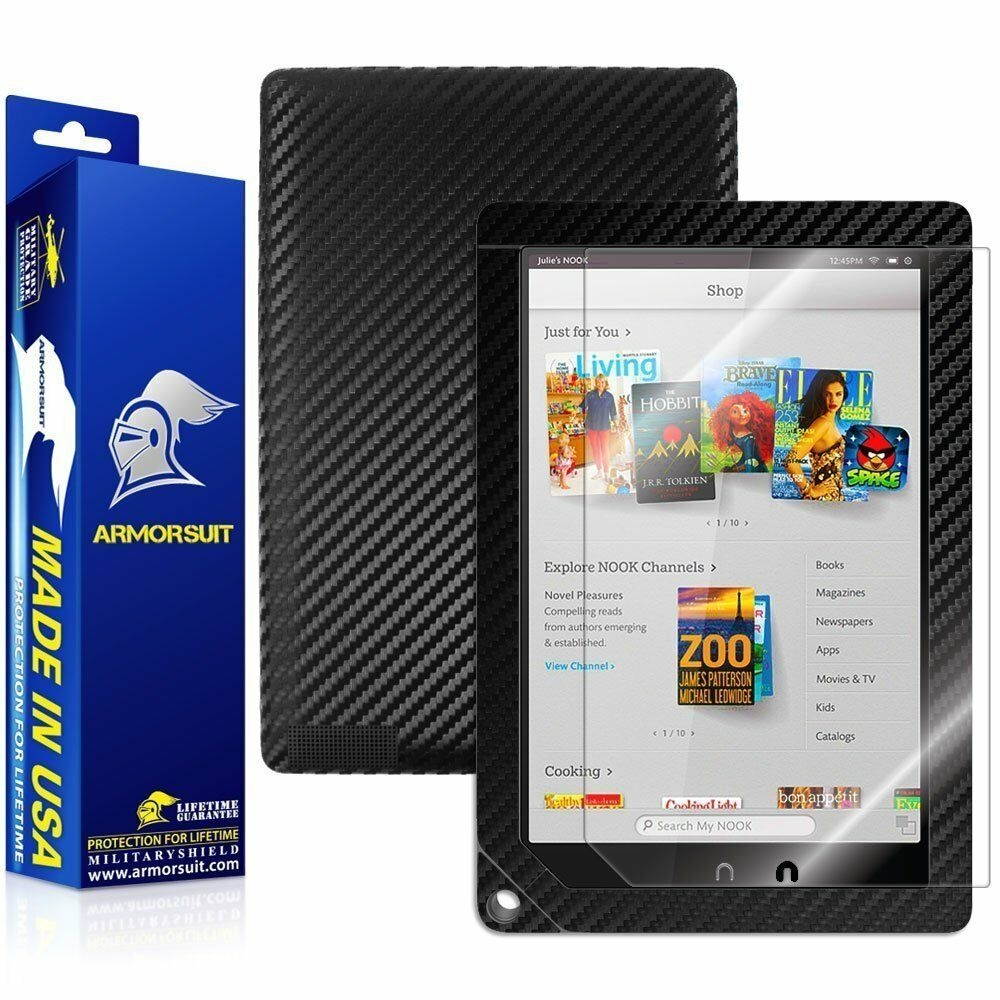 ArmorSuit MilitaryShield Barnes & Noble NOOK HD+ 9" Screen + Black Carbon Skin