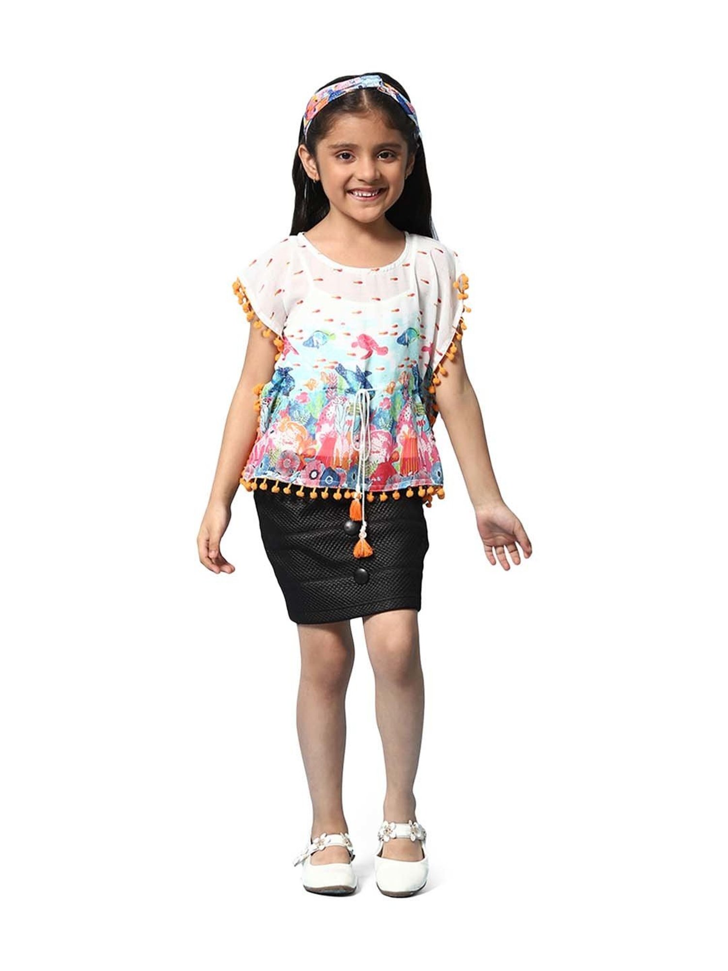 BIBA Girls Multicolor Printed Kaftan Set