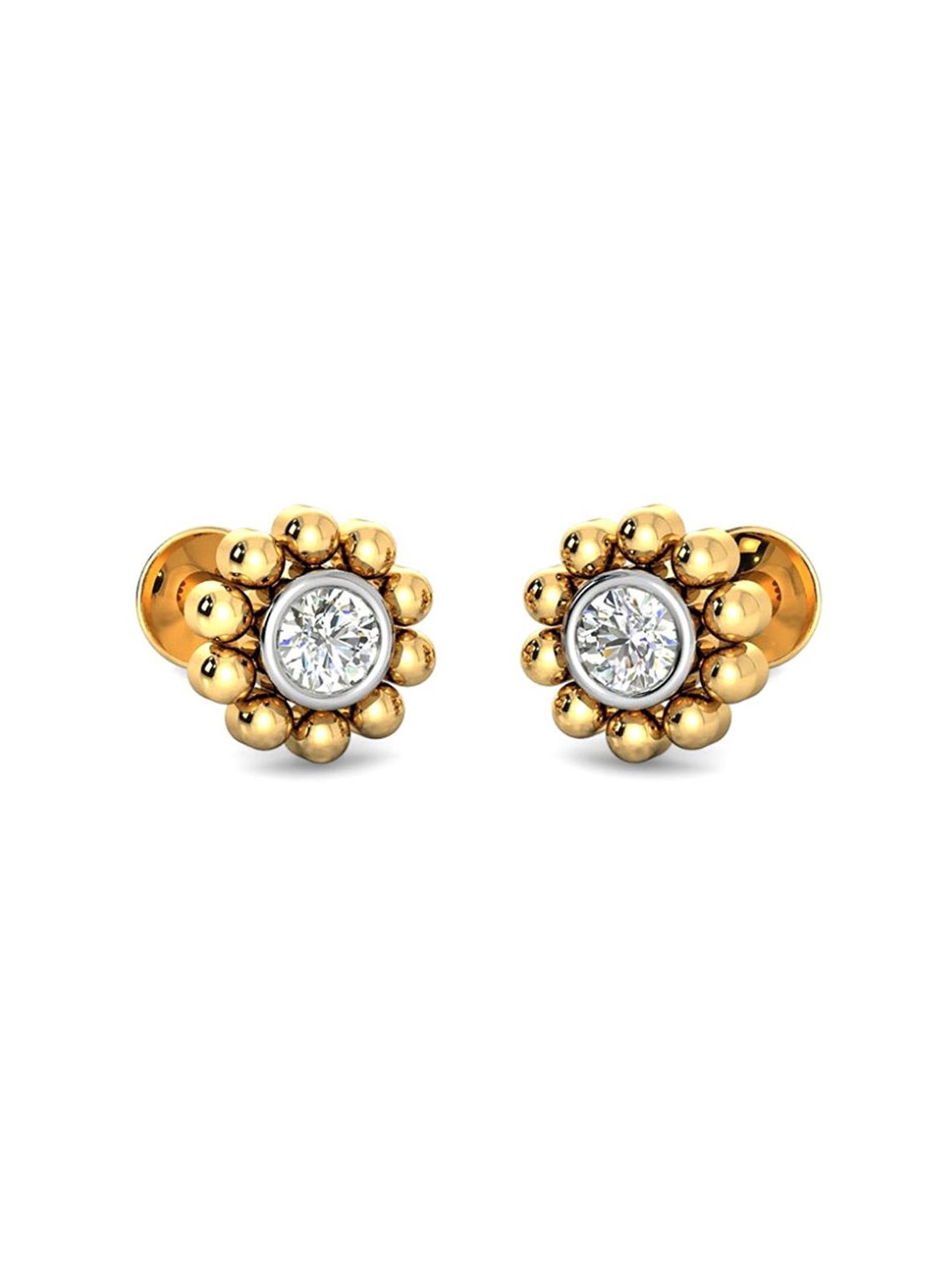 Candere by Kalyan Jewellers Peacock Collection 18k Yellow Gold Diamond Stud Earrings for Women