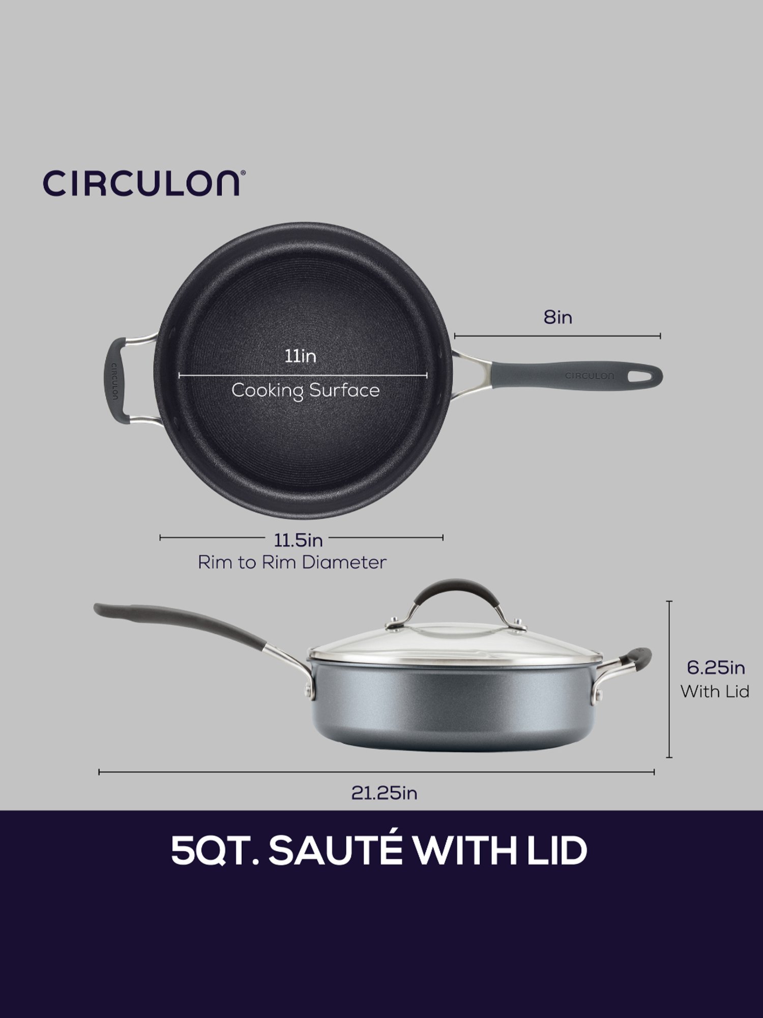 Meyer Circulon A1 Black Aluminium Saute Pan with Helper Handle and Lid