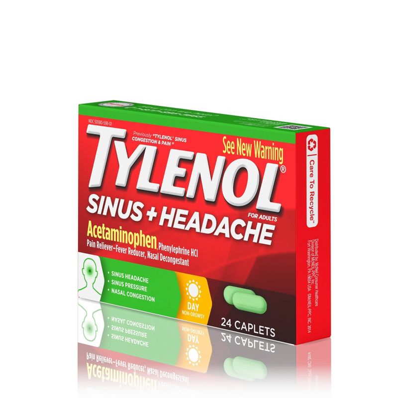 Tylenol Sinus Daytime Non-Drowsy Congestion & Pain Relief Caplets - 24ct