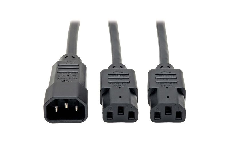 Tripp Lite 6ft Computer Power Cord Extension Cable C14 to 2xC13 10A 18AWG 6' - 10A, 18AWG (IEC-320-C14 to 2x IEC-320-C13) 6-ft."