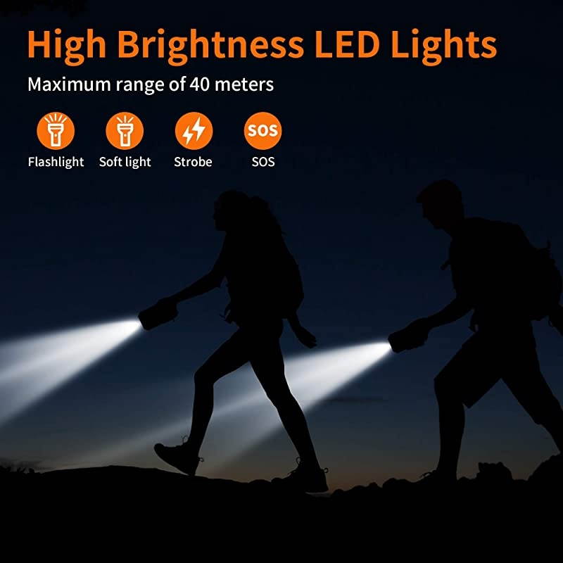 Charger,30000mAh Power Bank, PD 18W 3A Quick Charge, Wireless Protable Charger w/ 6 outputs Type-C, 4 Lighting Modes IP65 Waterproof Shockproof for iOS Android