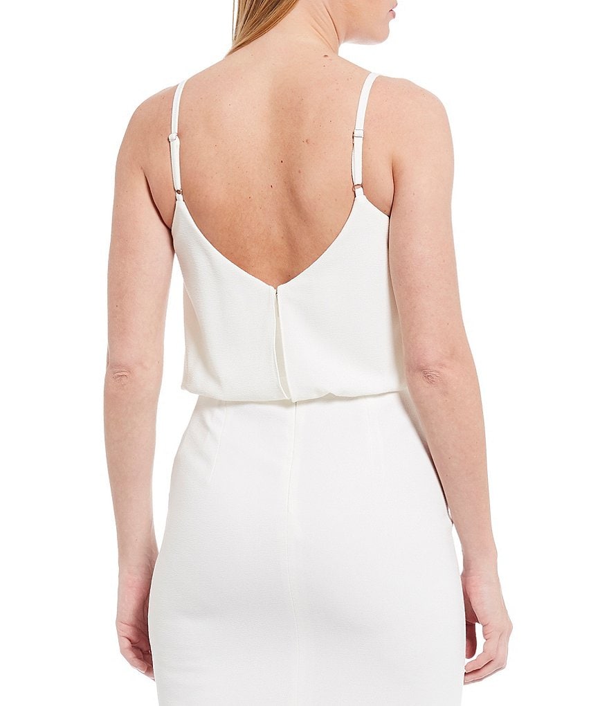 Dress the Population Alondra V-Neck Sleeveless Blouson Sheath Dress