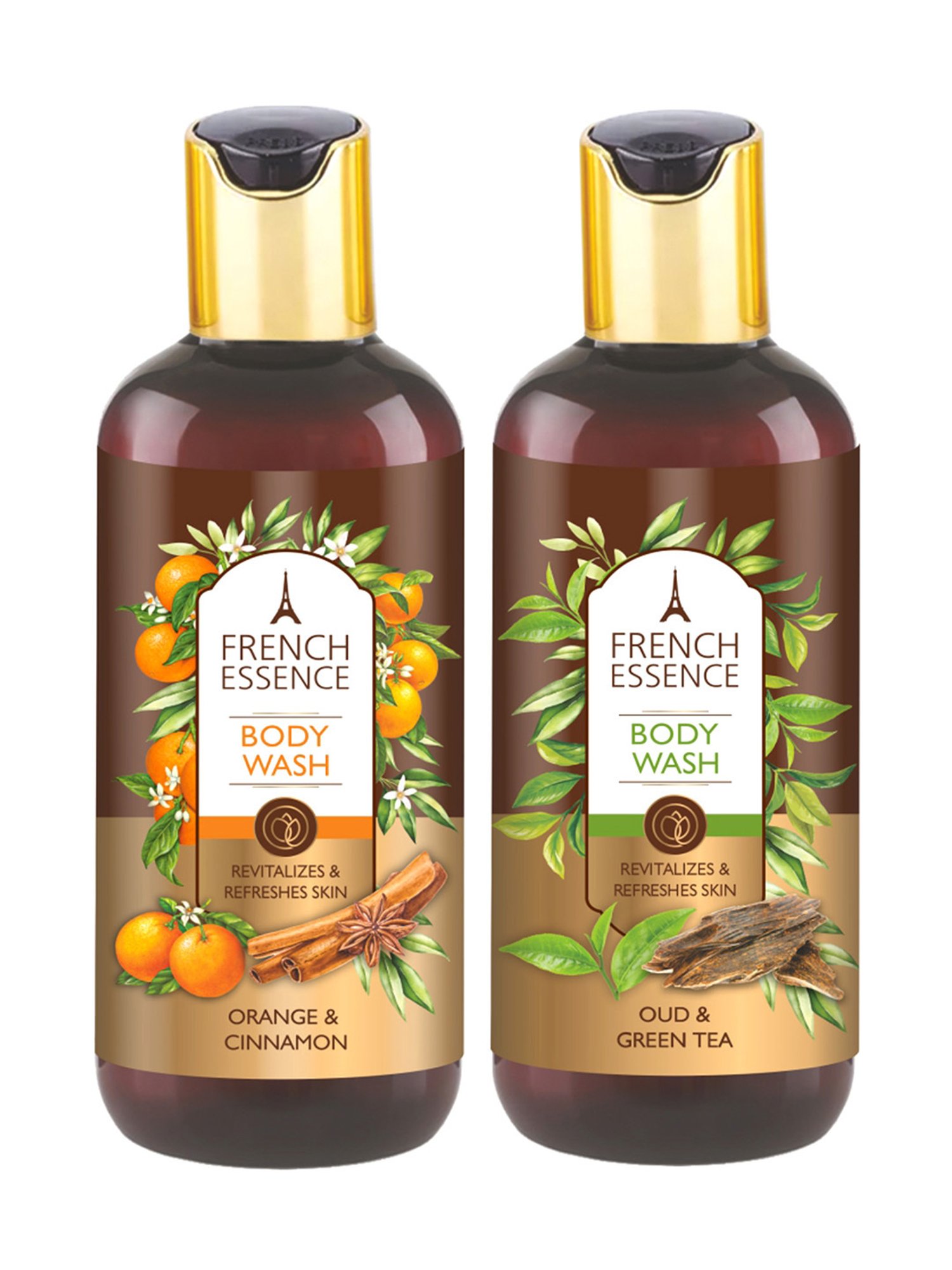 French Essence Orange & Cinnamon and Oud & Green Tea Body Wash - Pack of 2