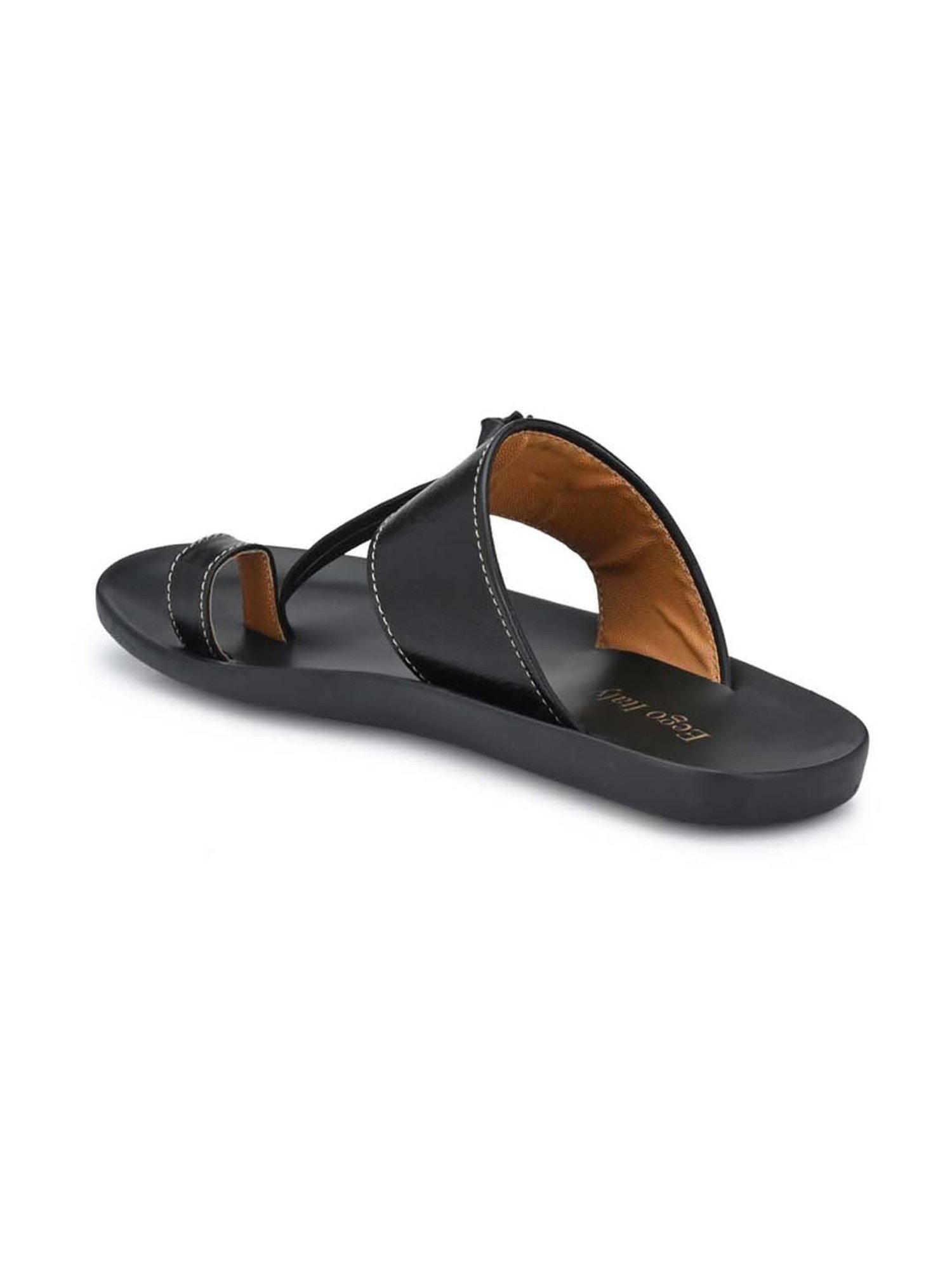 Eego Italy Men's Black Toe Ring Sandals