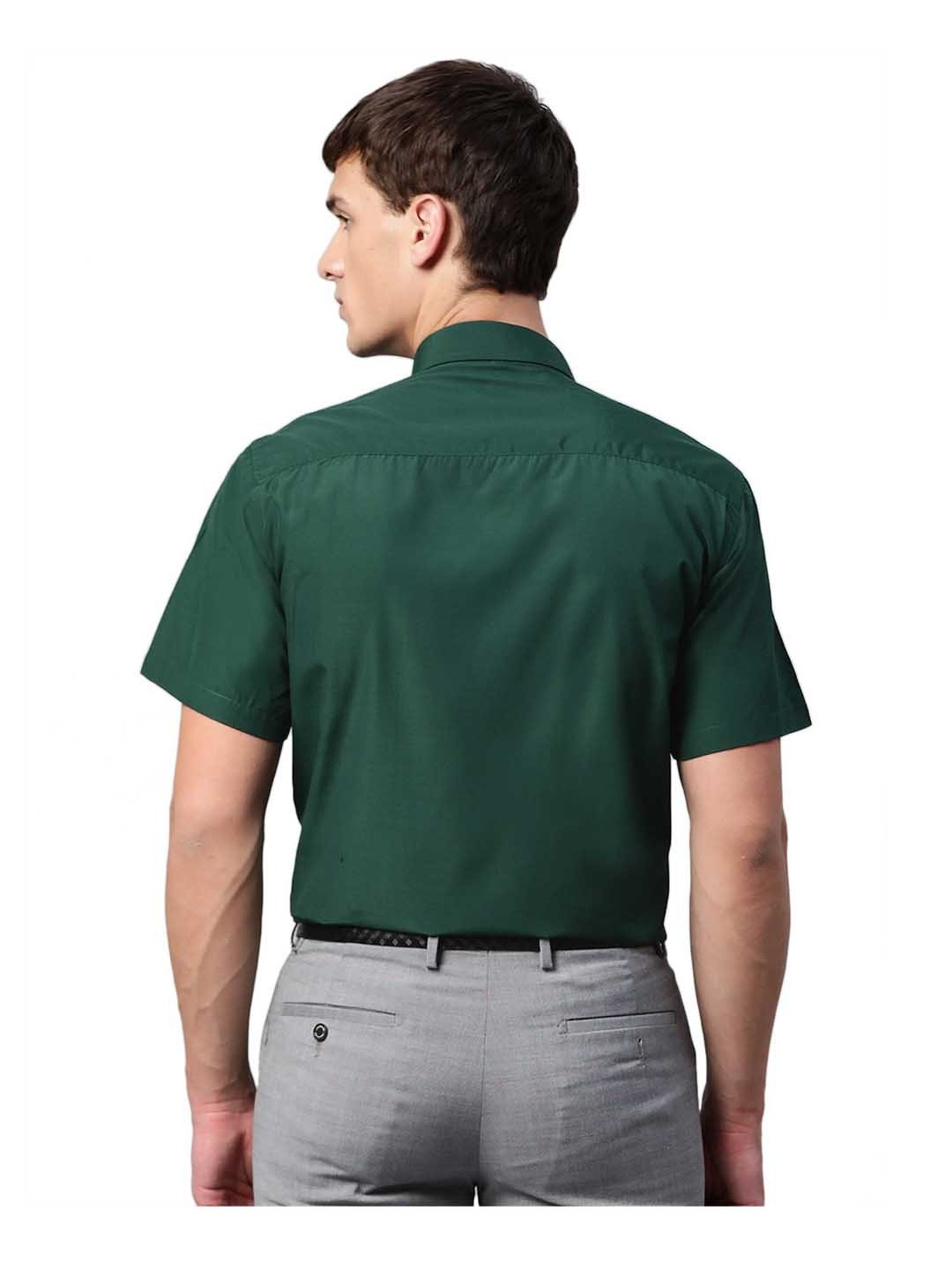 English Navy Green Short Sleeves Shirt