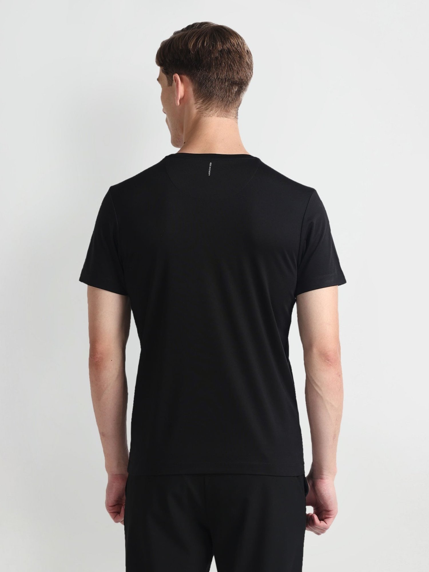 Arrow Newyork Black Cotton Regular Fit Printed T-Shirt