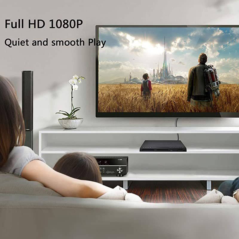 DVD Player, HDMI DVD Player for Smart TV Support 1080P Full HD with HDMI Cable Remote Control USB Input Region Free Home DVD Players