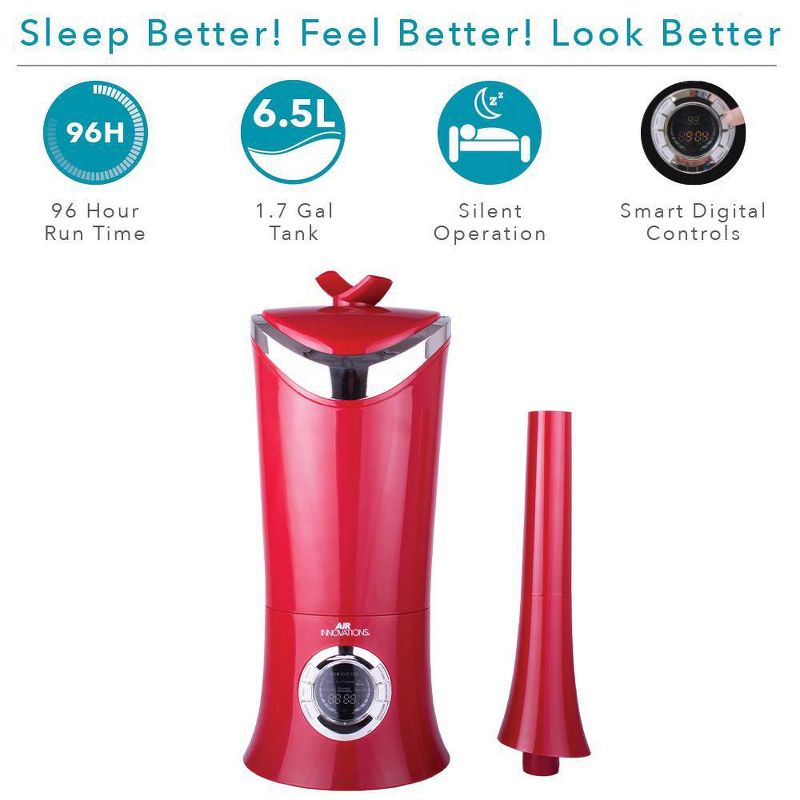 Air Innovations 1.7 Gal Ultrasonic Cool Mist Humidifier with Aroma Tray Red