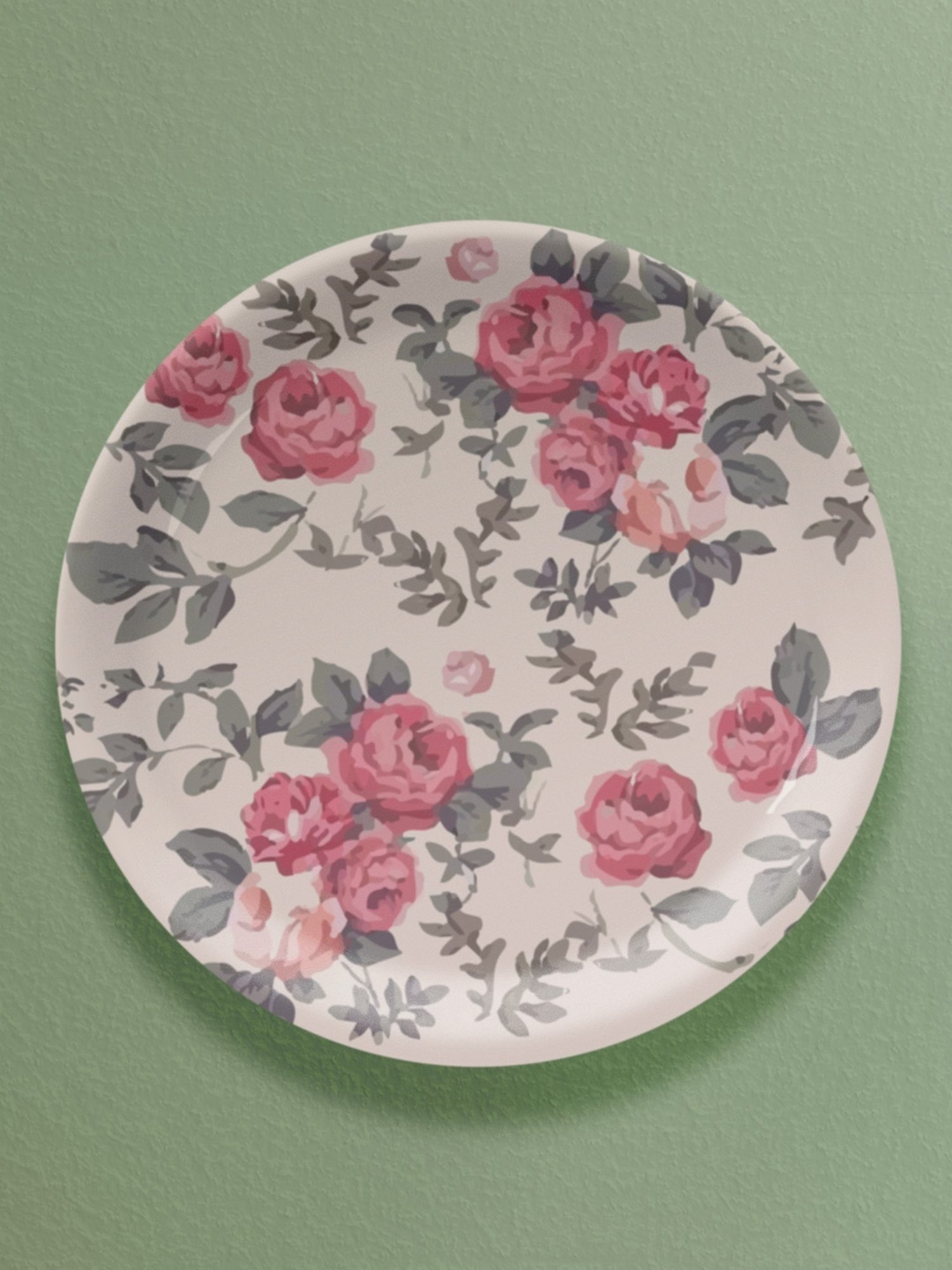 Nestroots English Rose Printed Multicolor Porcelain Wall Plate