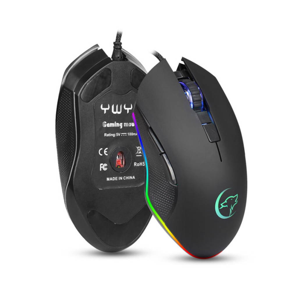 ABS Ergonomic Wired Professional Colorful Backlight USB 6 Buttons Compact Gaming Mouse Optical
(Color: Black)