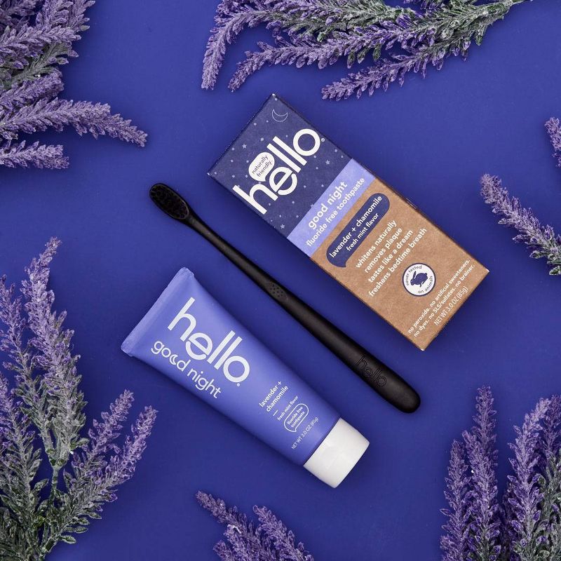 hello Good Night Fluoride Free Toothpaste - Lavender + Chamomile + Fresh Mint Vegan & SLS Free - 3oz