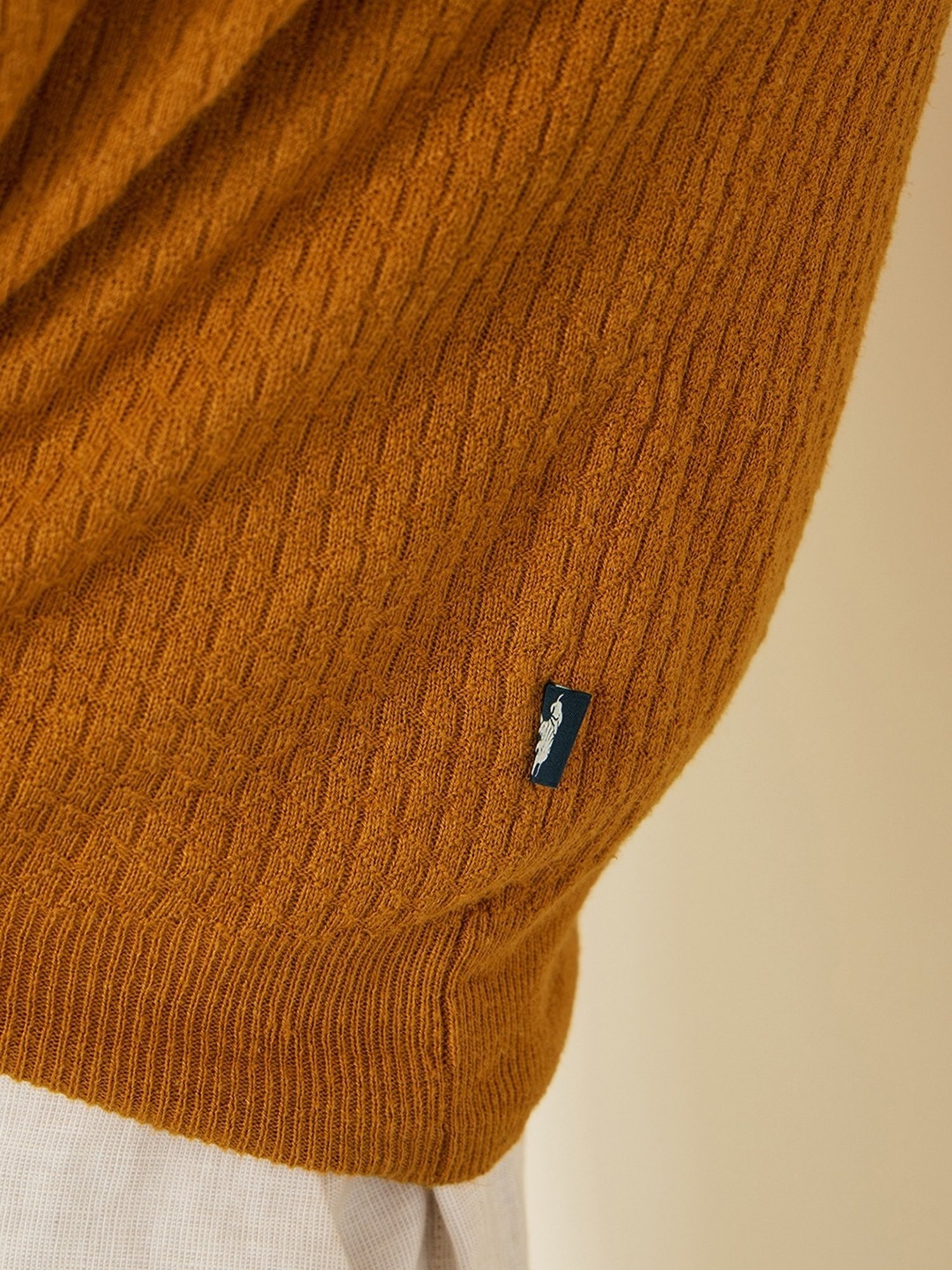 Andamen Mustard Regular Fit Structure Pullover