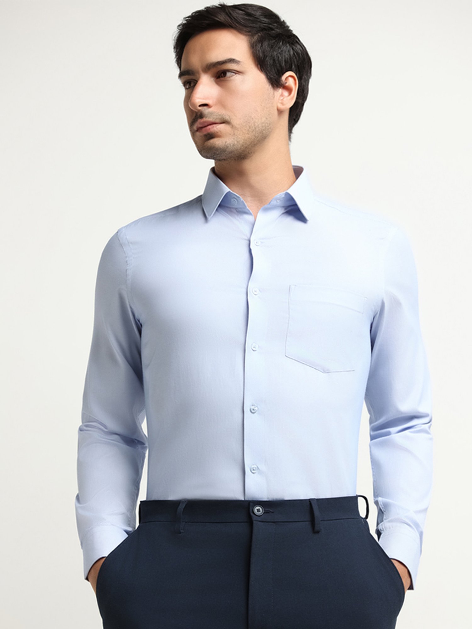 WES Formals by Westside Blue Printed Slim Fit Shirt