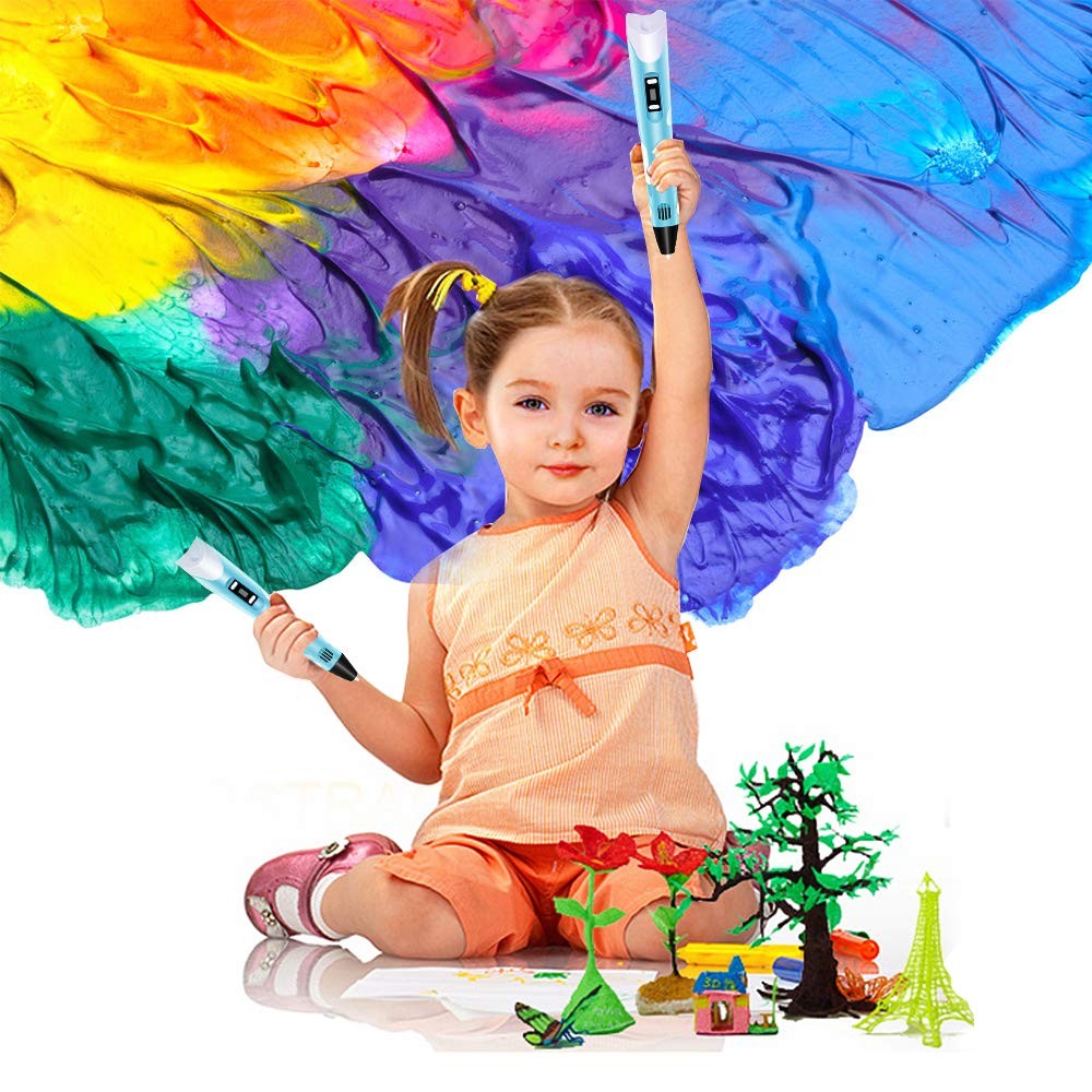 Werleo 3D Pen Art and Craft DIY Drawing 3D Printing Printer Pen with PLA Filament Refills for Kids Nonclogging 3D Printer Pens with LCD Display 165 Feet 10 Colors Filament