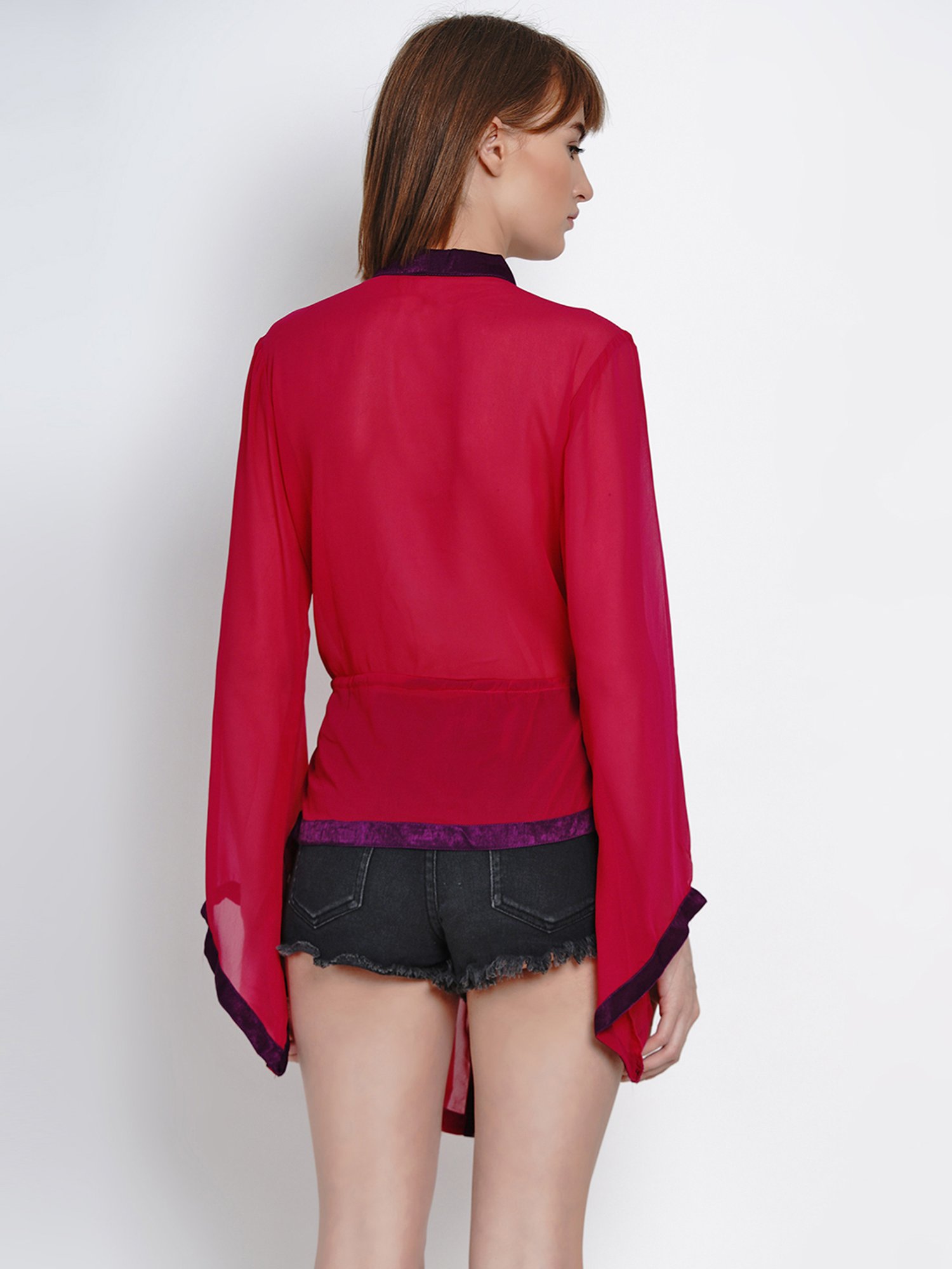 Erotissch Pink Solid V Neck Robe