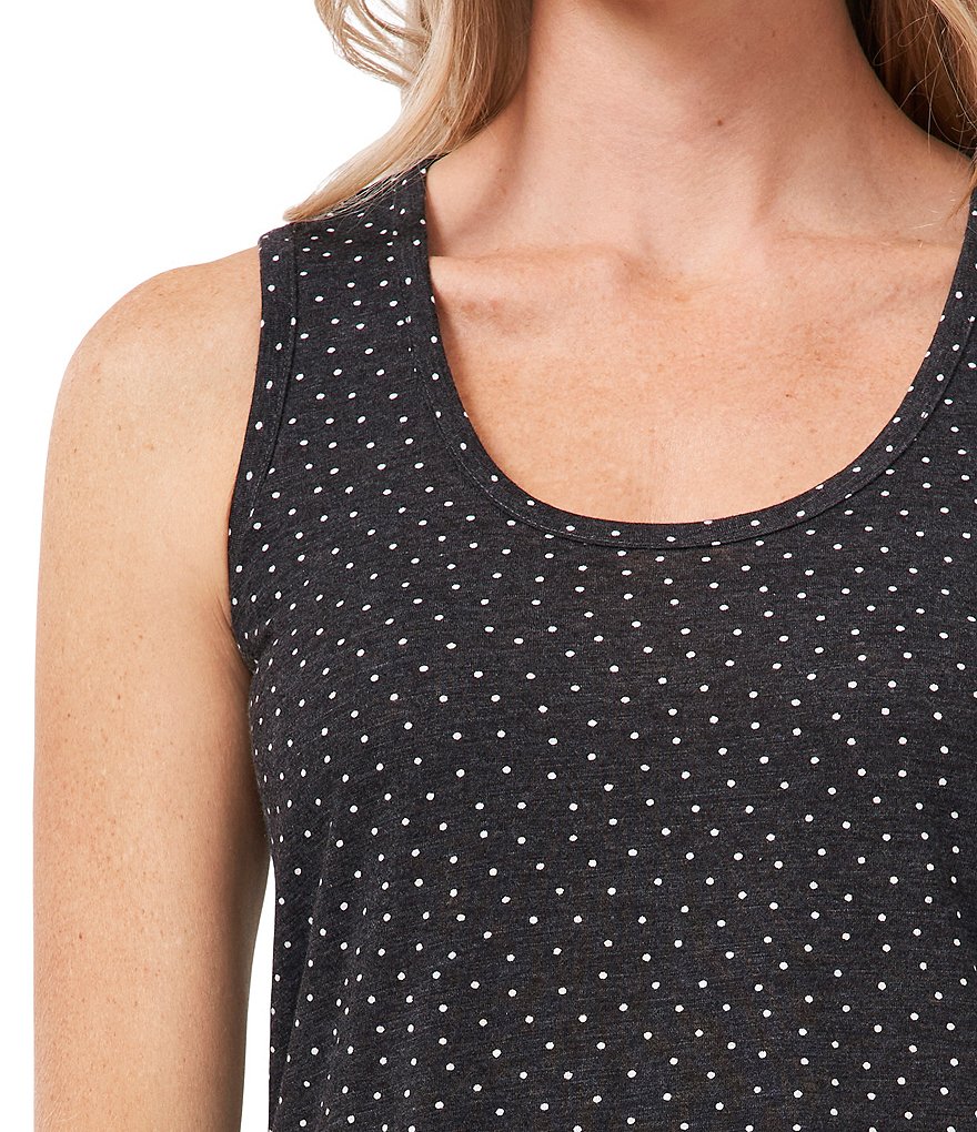 CeCe Ditsy Dot Tiered Ruffle Hem Scoop Neck Knit Shift Dress